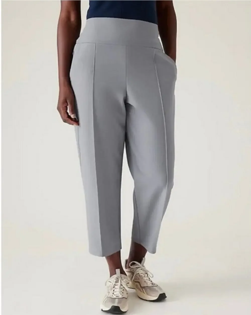 Athleta Women's Blue Gray Stellar Crop Trousers Pants Plus Size 16 - Picture 1 of 14